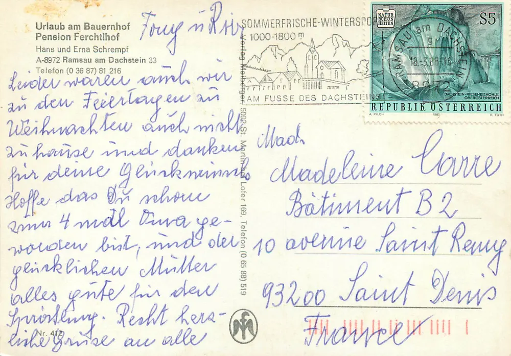 Ferchtlhof Ramsau a. Dachstein — Pension et paysages enneigés - Verso