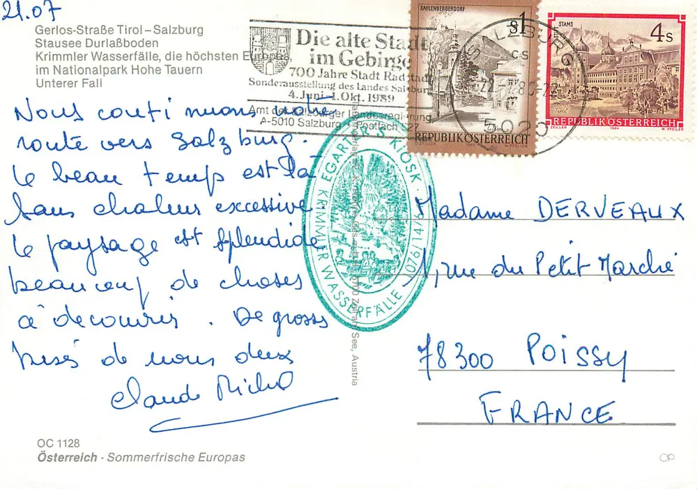 Cascata de Krimmler — Estrada Gerlos Tirol-Salzburgo — editor OC 1128 - Verso