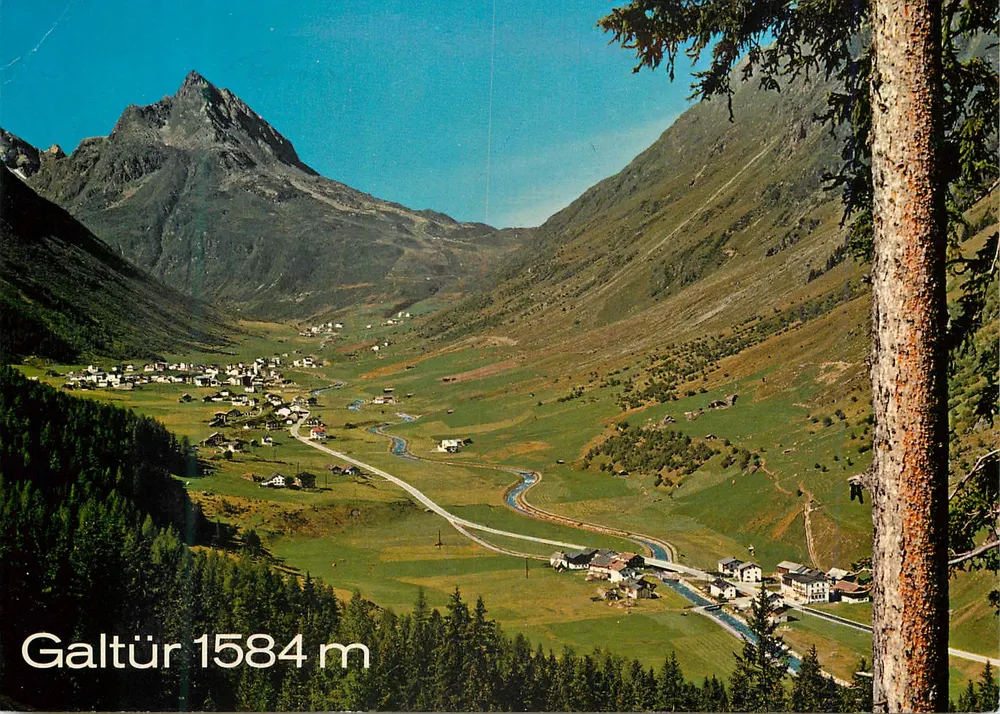 Galtür 1584 m — Panoramablick auf das Taldorf — Verlag Hänsele-Karten - Vorderseite