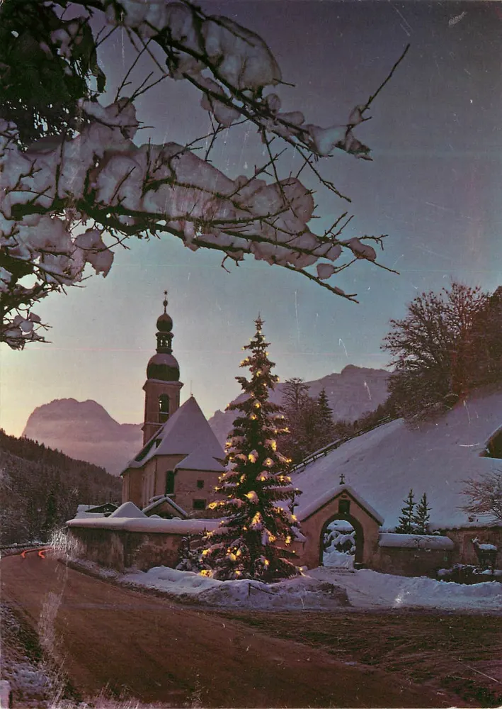 Salzburger Kirche — winterliches Landschaftsbild mit Weihnachtsbaum — OSTERREICH ZIVILUNALIDENVERBAND - Vorderseite