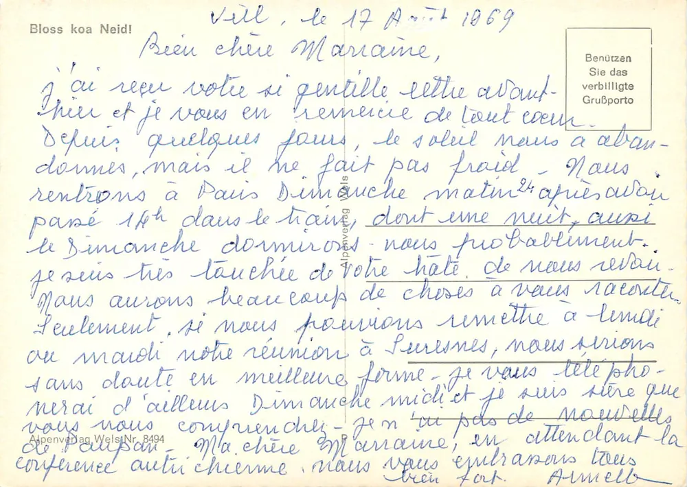 Crianças vestindo trajes tradicionais — Alpes suíços — Alpenverlag Wels, n° 8494 - Verso