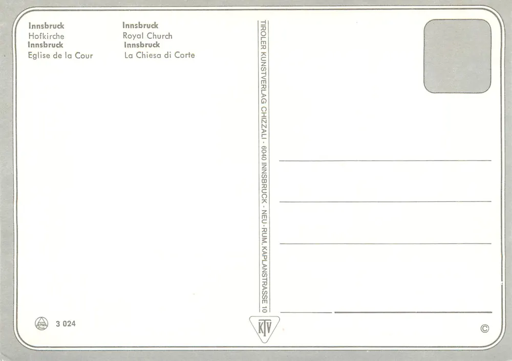 Innsbruck - Hofkirche — Tirolière Kunstverlag Chizzal - n° 3 024 - Verso