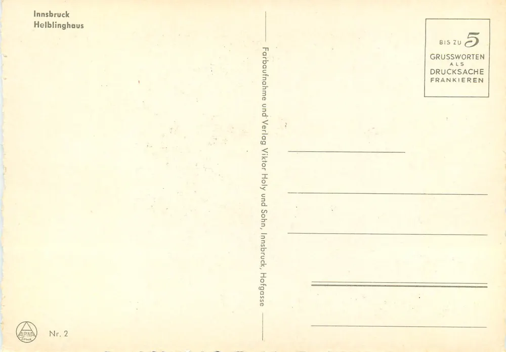 Innsbruck - Helblinghaus — editor Viktor Holly und Sohn, n°2 - Verso