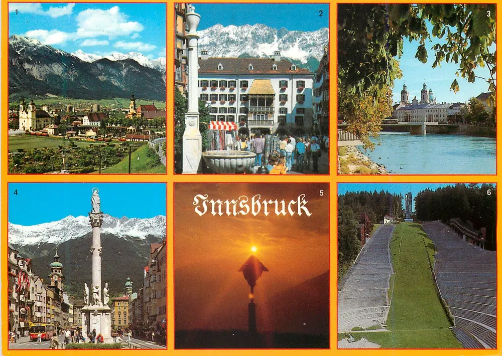 Innsbruck — sei vedute turistiche — editore KTV, n° 1008 - Recto
