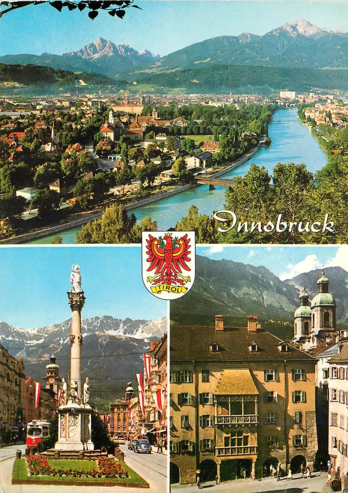 Innsbruck — vue panoramique et monuments — Farbkarten Österreich 60/16 - Recto