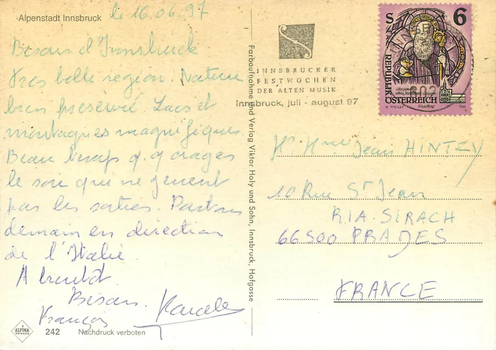 Innsbruck — Lugar/Tema principal — editor Alpina, n° 242 - Verso