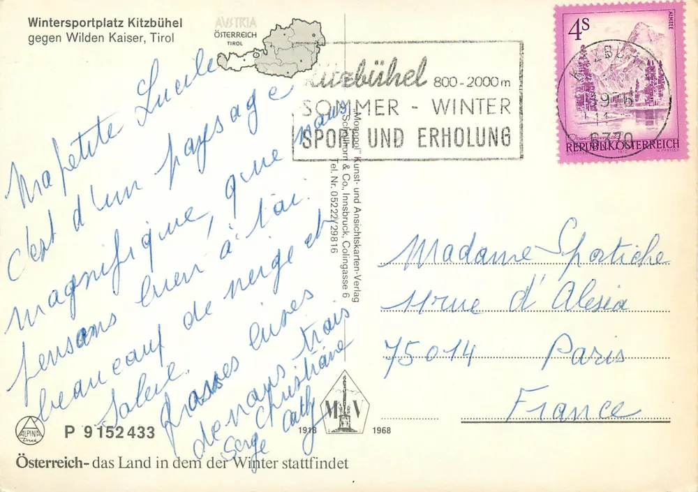Kitzbühel — winterliche Aussicht auf die Berge — Verlag Alpina - Rückseite