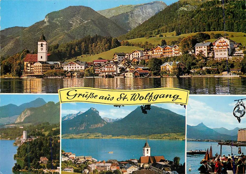 St. Wolfgang — vista do lago e das montanhas — editor Alfred Gründler, FS 490 - Frente