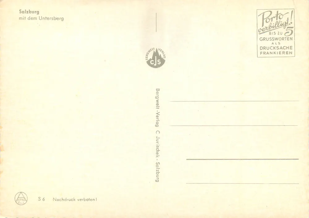 Salzburg — with Mount Untersberg — Bergwelt-Verlag C. Jurischek - Back