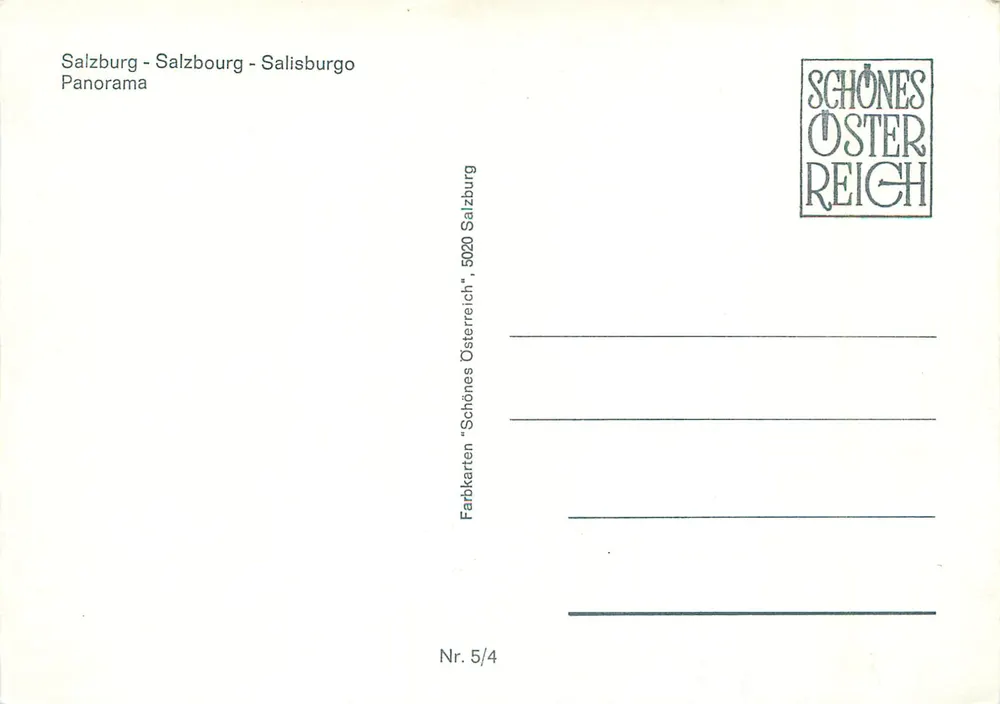 Salzburgo - Panorama — editor Schönes Österreich, n° 5/4 - Verso