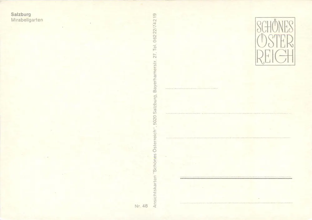 Salzburgo — Mirabellgarten — Schönes Österreich Nr. 48 - Verso