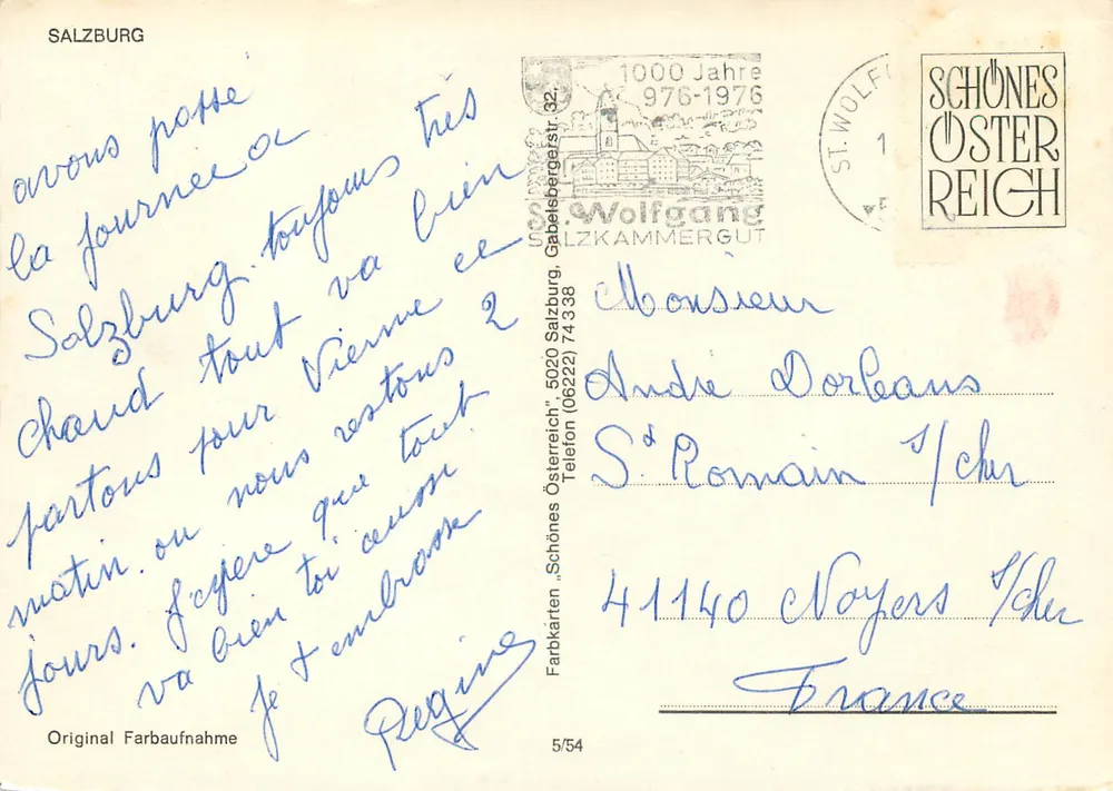 Salzburgo — Cidade dos Festivais — editor Schönes Österreich, n° 5/54 - Verso