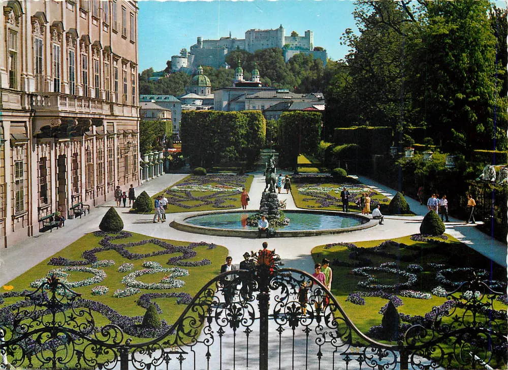 Salzburgo, Mirabellgarten — vista del castillo — Bergwelt Verlag, n° S 511 - Anverso