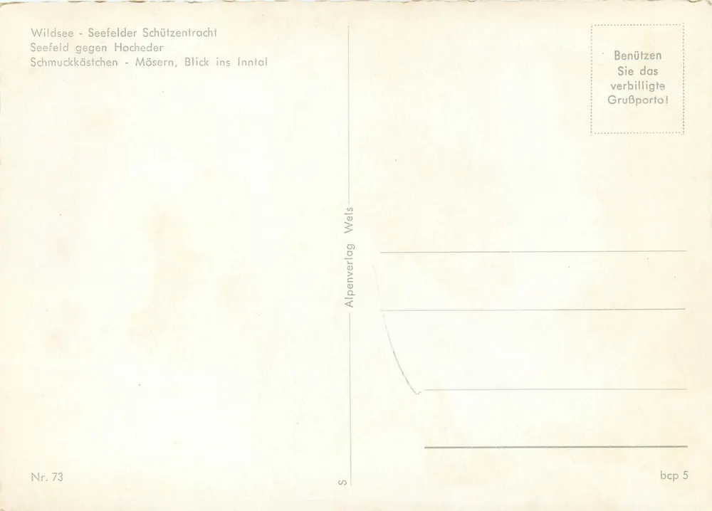 Seefeld — Panoramablick — Alpenverlag, Nr. 73 - Rückseite