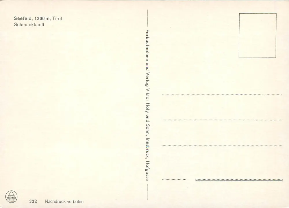 Seefeld 1200m — Tirol — editor Alpina, n° 322 - Verso