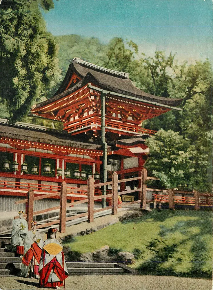 Kasuga Shrine — Dança sagrada das moças — editor desconhecido - Frente