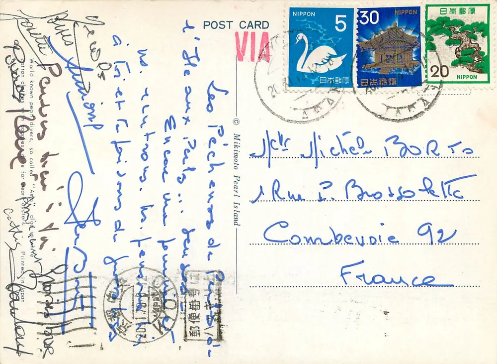 Pescadores de pérolas — Ilha Mikimoto Pearl — Nippon - Verso