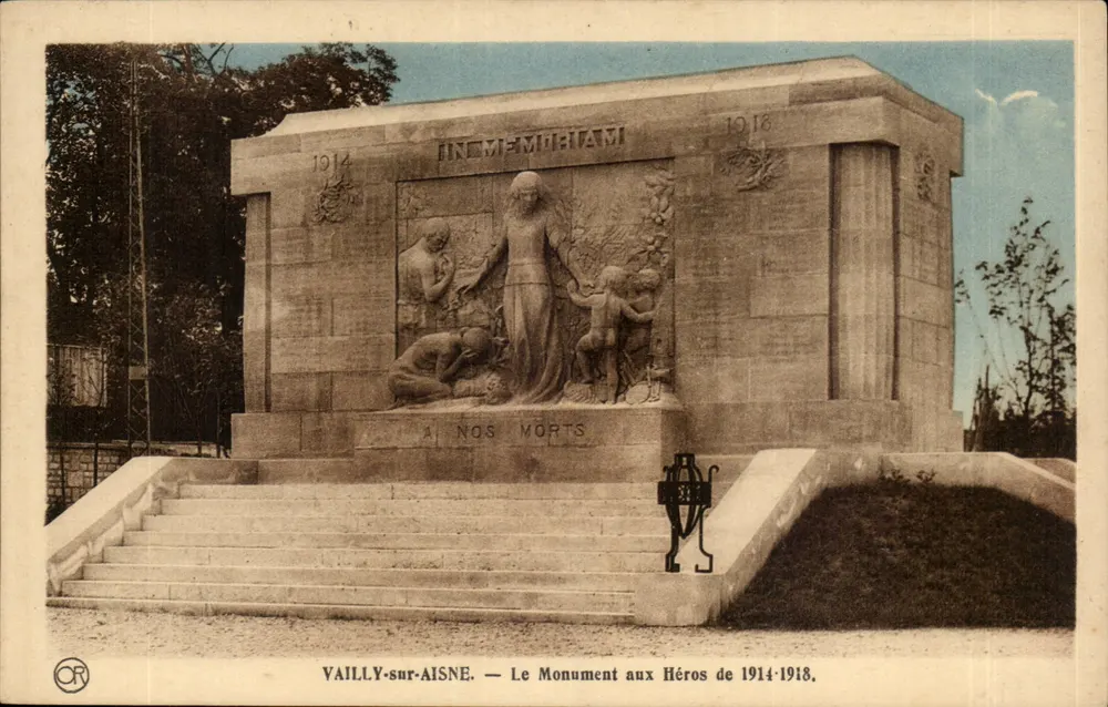 VAILLY-sur-AISNE — Denkmal für die Helden von 1914-1918, Verlag OR, Seriennummer nicht sichtbar - Vorderseite