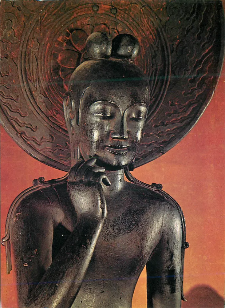 Bodhisattva Mi roku Bosatsu — Tempel Chugūji in Nara — antieke ansichtkaart - Voorkant