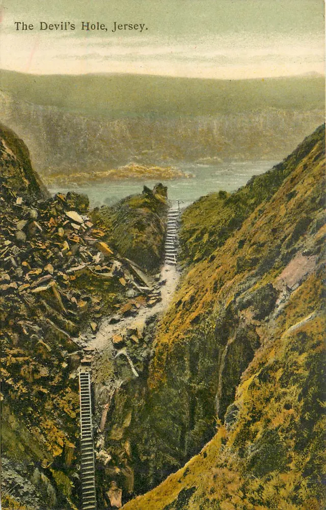 O Buraco do Diabo, Jersey — vista do cânion com escadas — Albert Smith, No. 543 - Frente