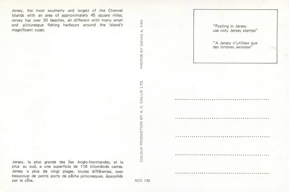 Jersey — Gruß aus JERSEY — A. C. Gallie Ltd. - Rückseite