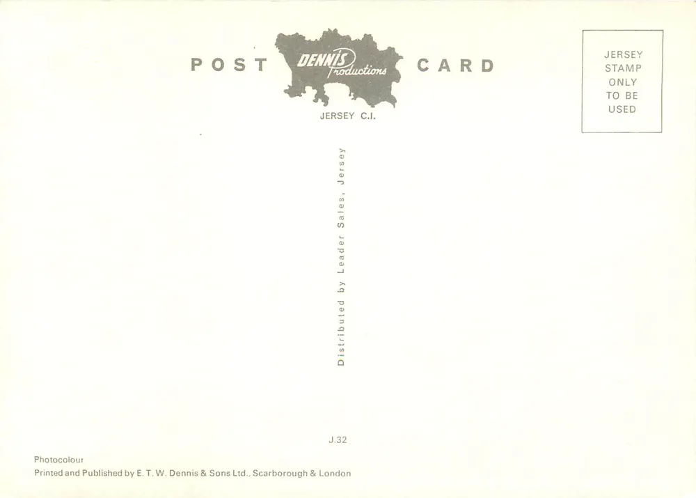 Porto de St Aubin e Forte, Jersey, C.I. — vista aérea — Dennis Productions, J.32 - Verso