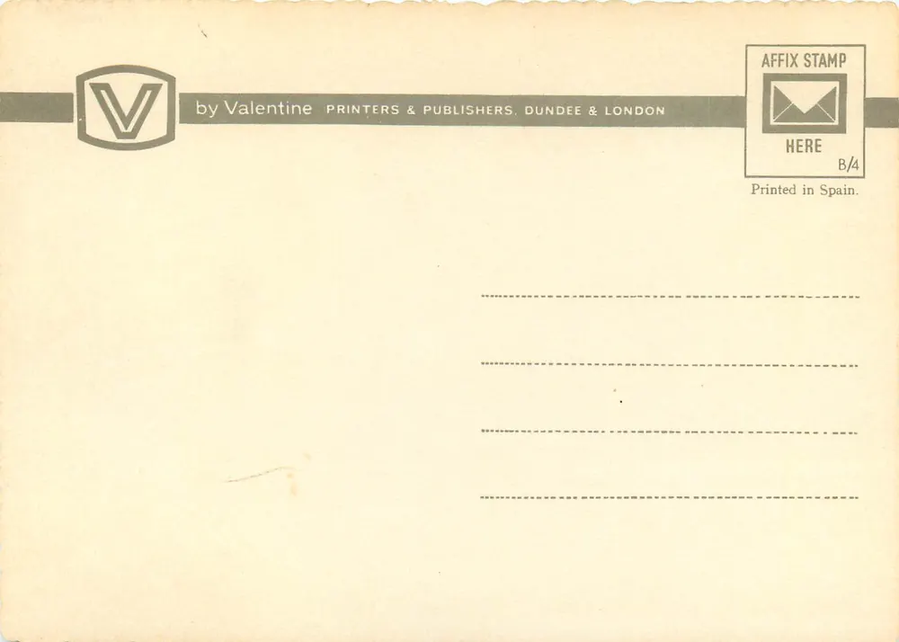 A Praia de Dicq, Jersey, Ilhas Anglo-Normandas — vista animada de praia — Valentine Printers & Publishers, n° ET.1197 - Verso