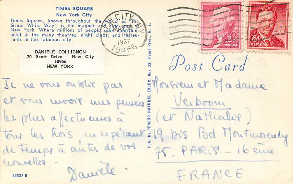 Times Square — New York City — Verlag: PENDOR - Rückseite