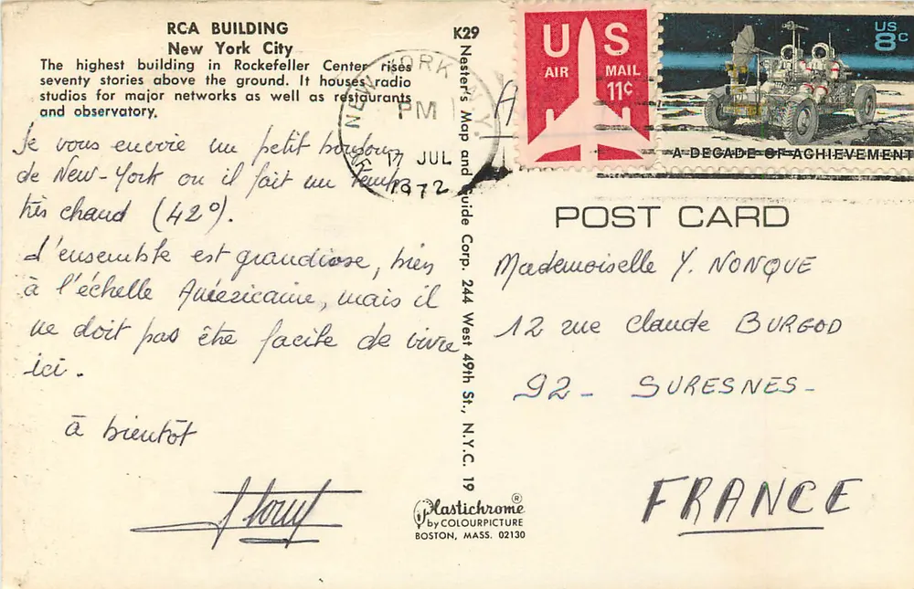 Edifício RCA — Nova York — Nesters's Map and Guide Corp - Verso