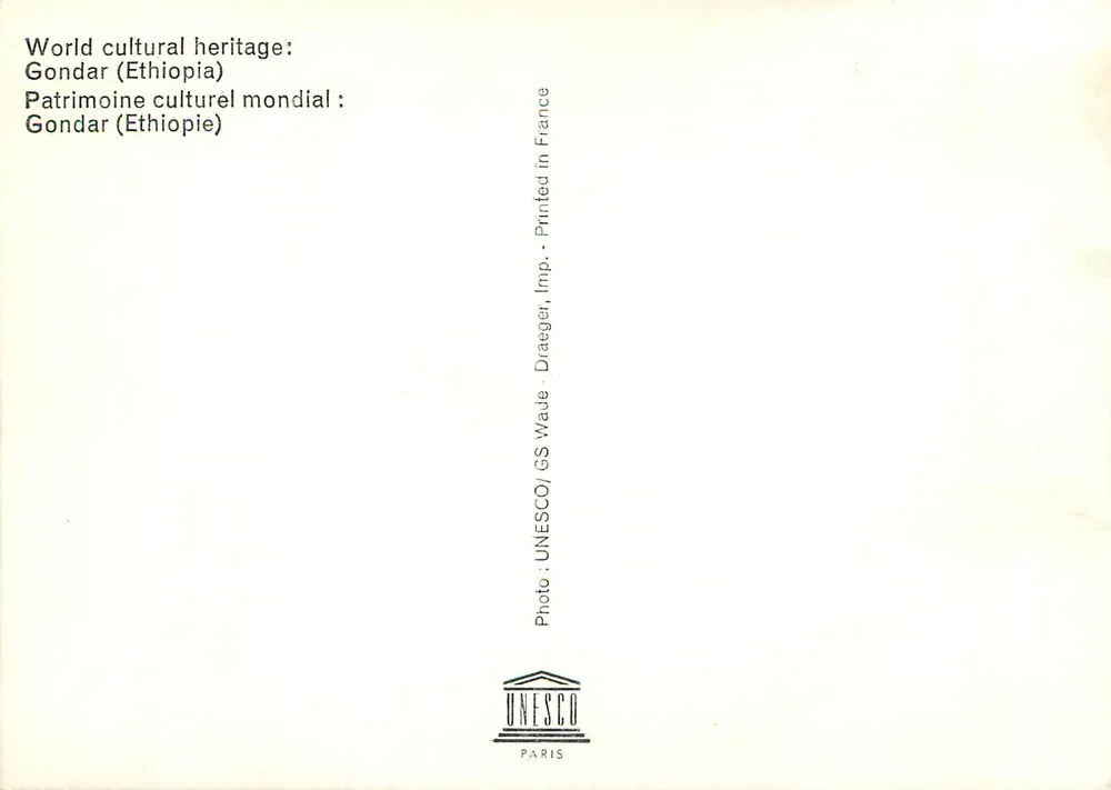 Gondar — Weltkulturerbe — UNESCO Paris - Rückseite