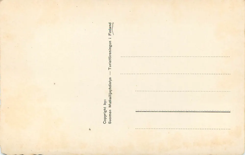 Alaluostari klockstapel — Petsamo — éditeur Suomen Matkailijayhdistys, n° 649 - Verso