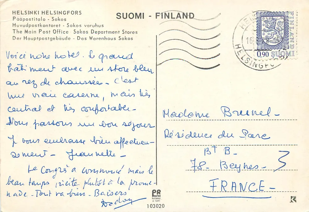 Helsinki - Huvudpostkontoret et Sokos Department Stores — éditeur PR Ihortti, n° 103020 - Verso