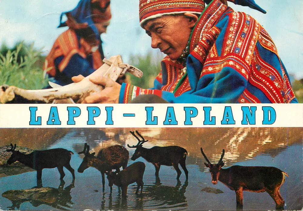 Lapland — Subjects: man in traditional costume and reindeer — publisher Grako, no. 7 - Front
