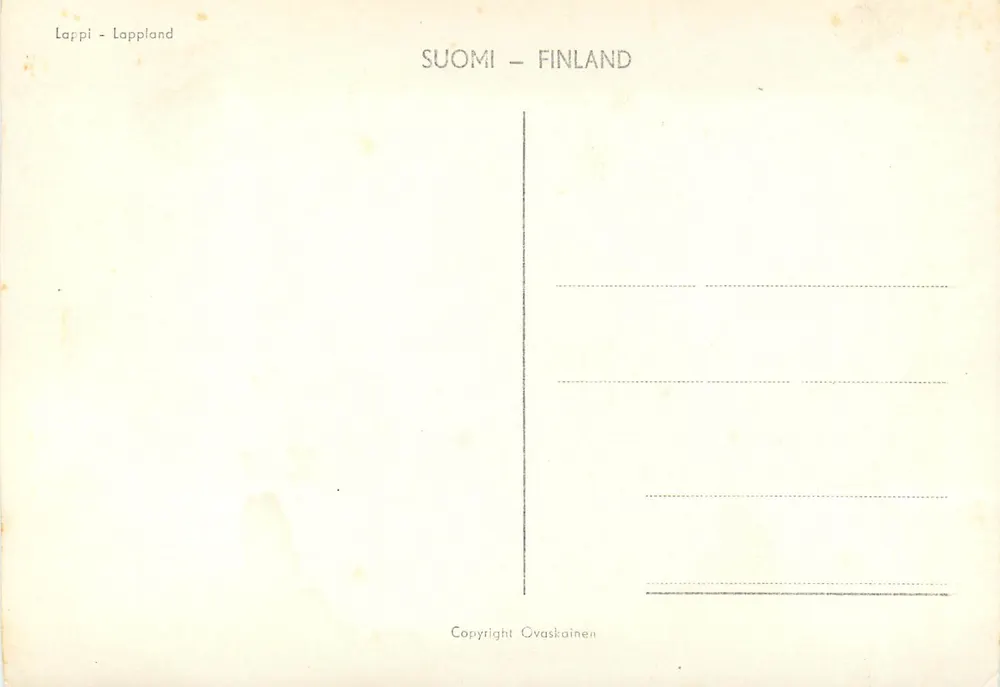 Rennes coperto di neve — Laponia — editore Ovaskainen - Verso