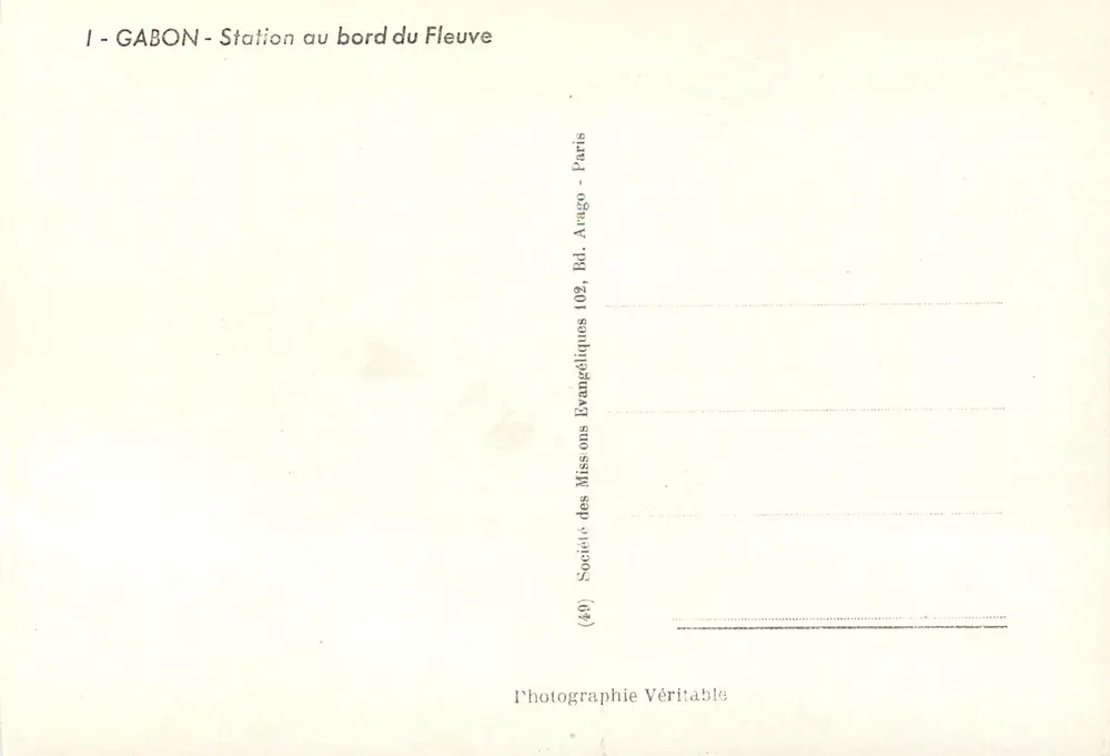 Gabon - Estação à beira do Rio — Société des Missions Évangéliques, Paris - Verso