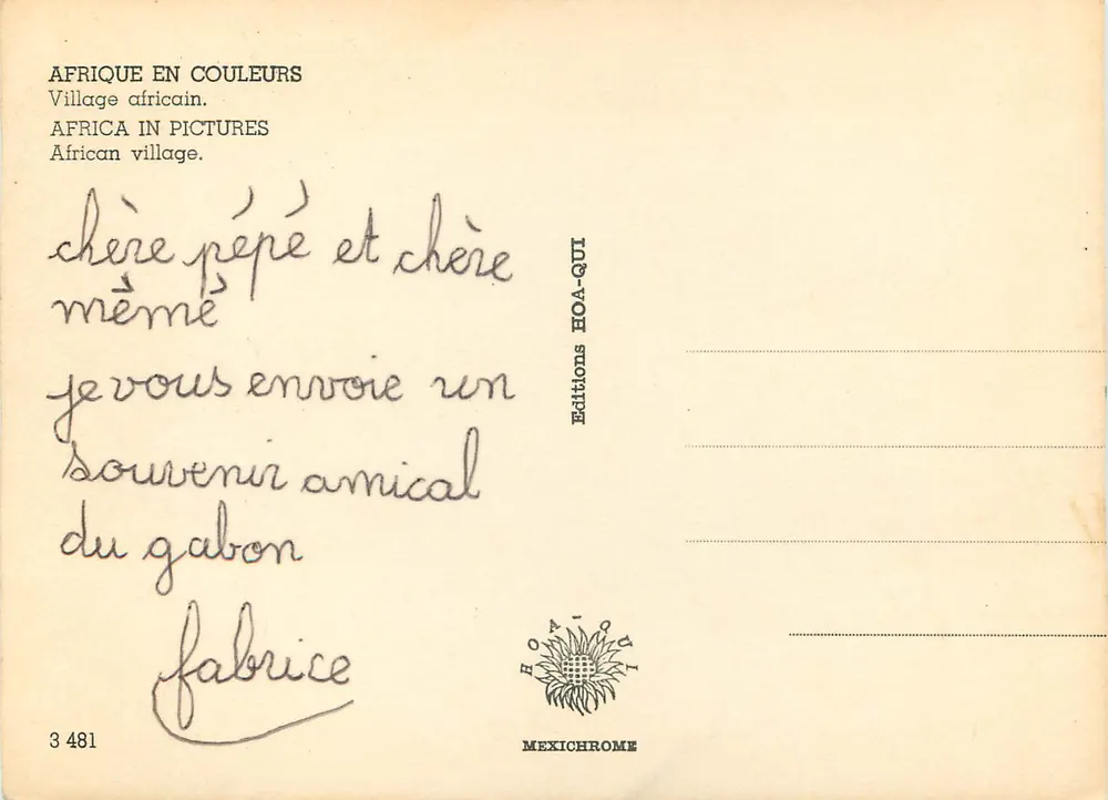 Vila africana — Gabão — Edições HOA-QUI n°3481 - Verso