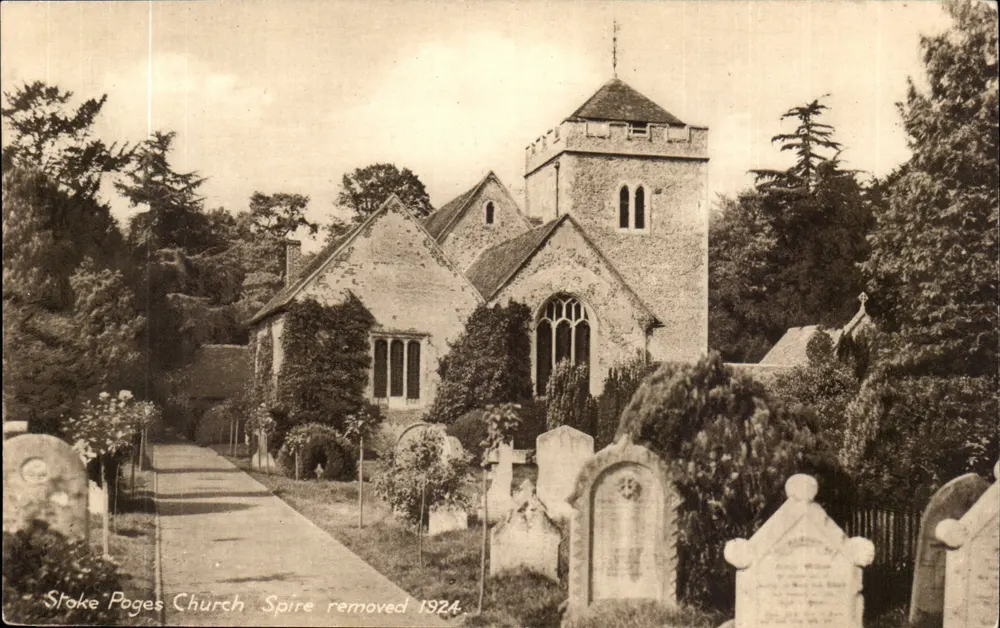 Stoke Poges Kirche — Turm abgerissen 1924 — - Vorderseite