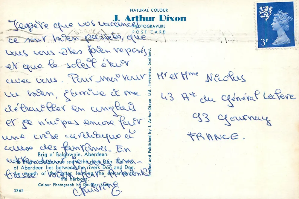 Brig o' Balgownie — Aberdeen, Escócia — J. Arthur Dixon, n°3865 - Verso