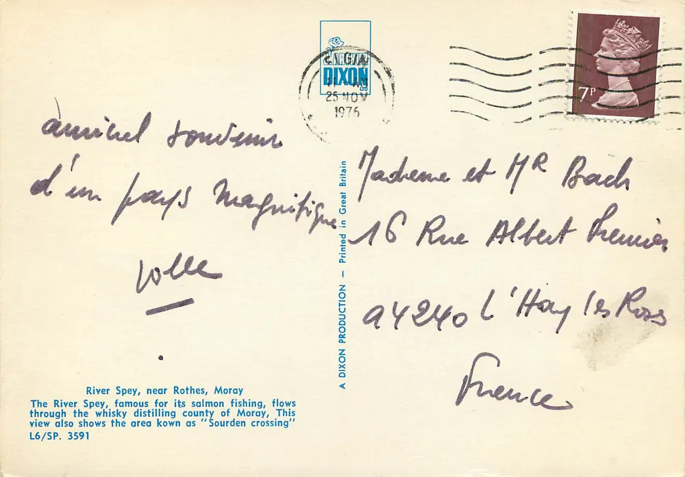 Rio Spey, perto de Rothes, Moray — Produção Dixon, série L6/SP. 3591 - Verso