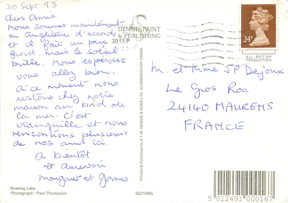 Skegness — Lago de Barcos — Dennis Print & Publishing - Verso