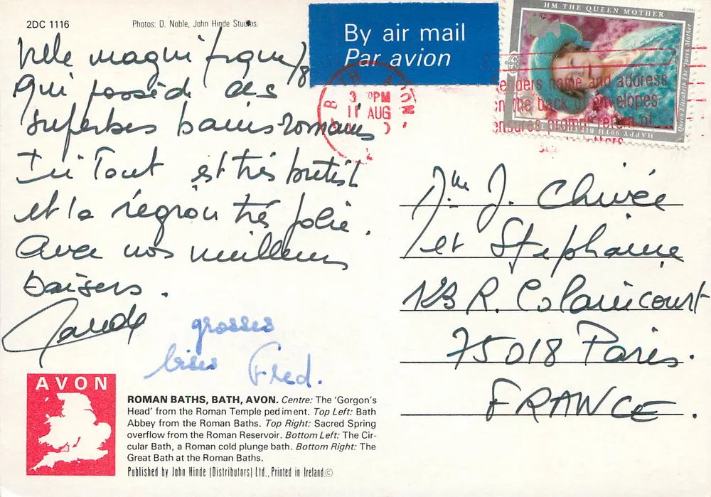 Os Banhos Romanos — Bath Avon — Editor John Hinde (Distributors) Ltd. - Verso