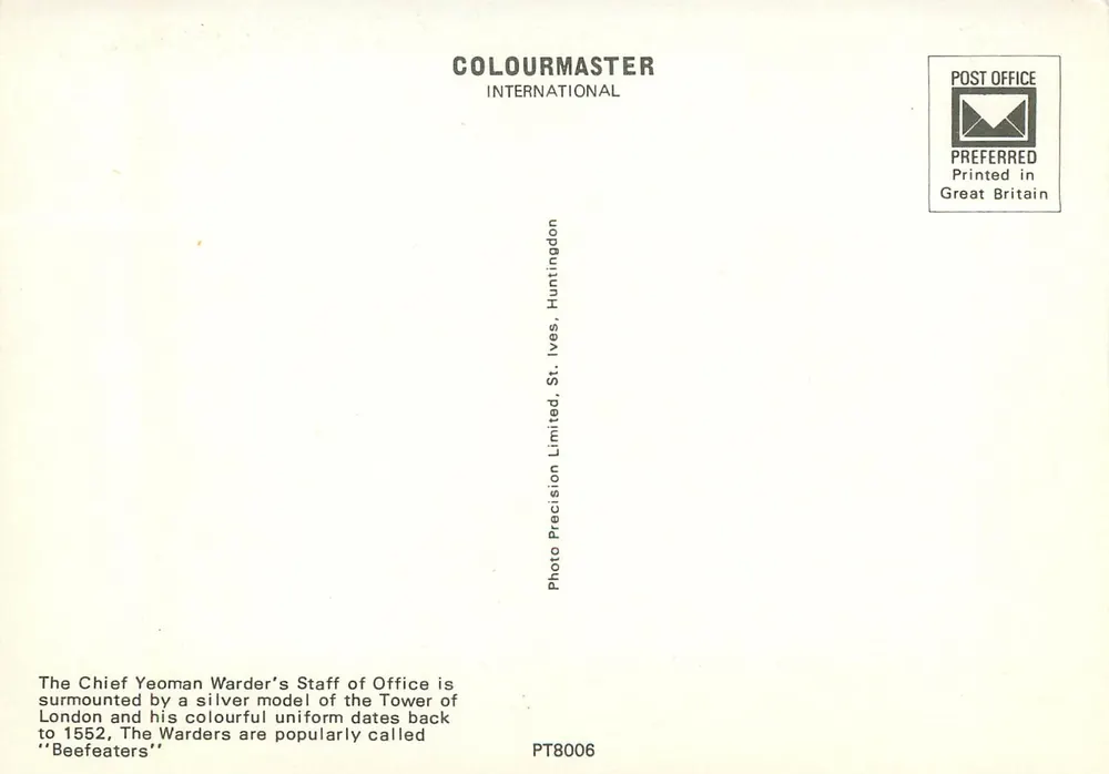 Der Chef Yeoman Warder, Tower of London — COLOURMASTER INTERNATIONAL, PT8006 - Rückseite