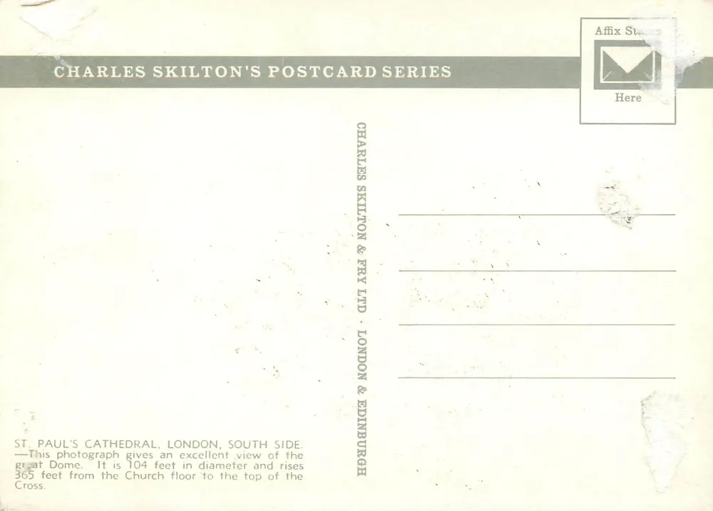 LONDRES - Catedral de São Paulo à noite — Charles Skilton & Fry Ltd, n° 05411 - Verso