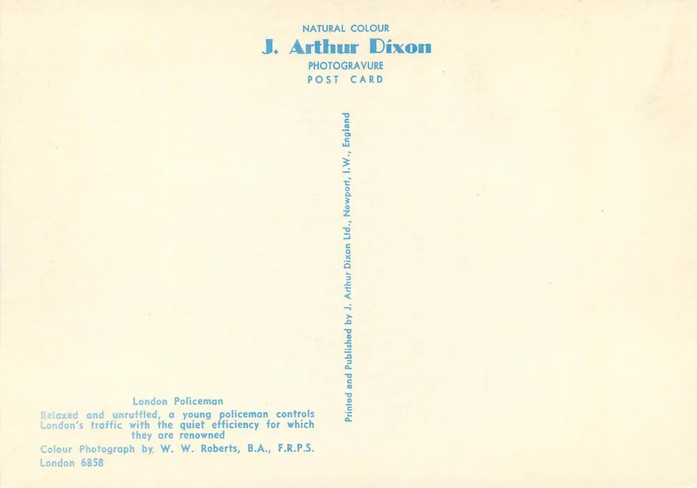 Policia — Trânsito em Londres — J. Arthur Dixon, n° 6858 - Verso