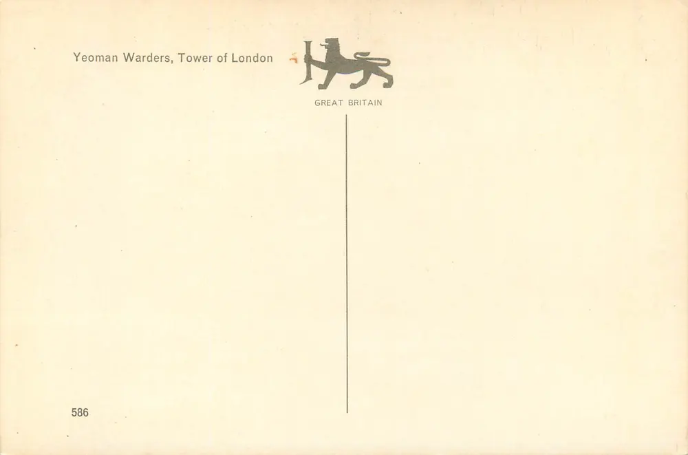Yeoman Warders, Tower of London — série 586 — Great Britain - Verso