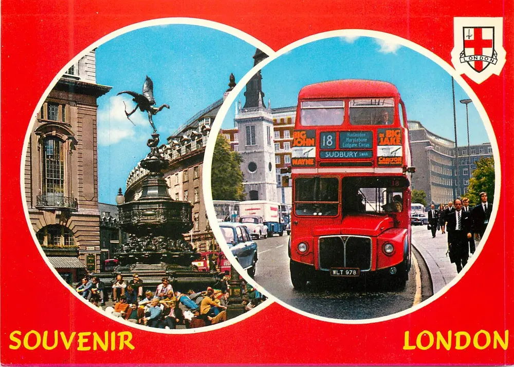 Piccadilly Circus, Ônibus Vermelho — Londres — Capital Souvenirs (London) Limited - Frente