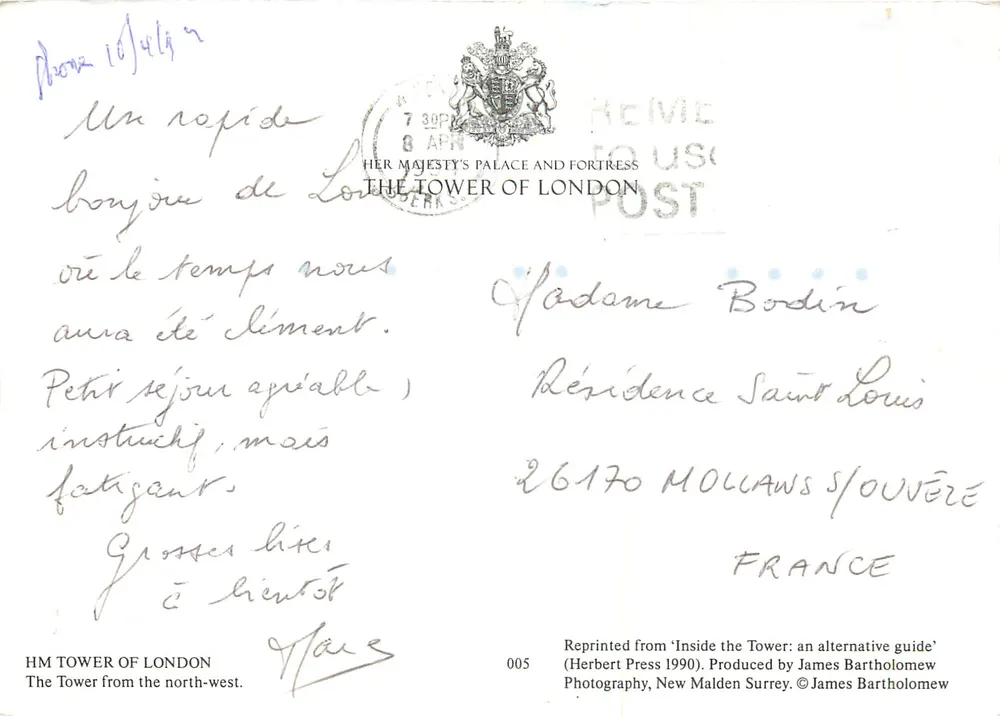 A Torre de Londres — vista do noroeste — editor James Bartholomew, n°005 - Verso