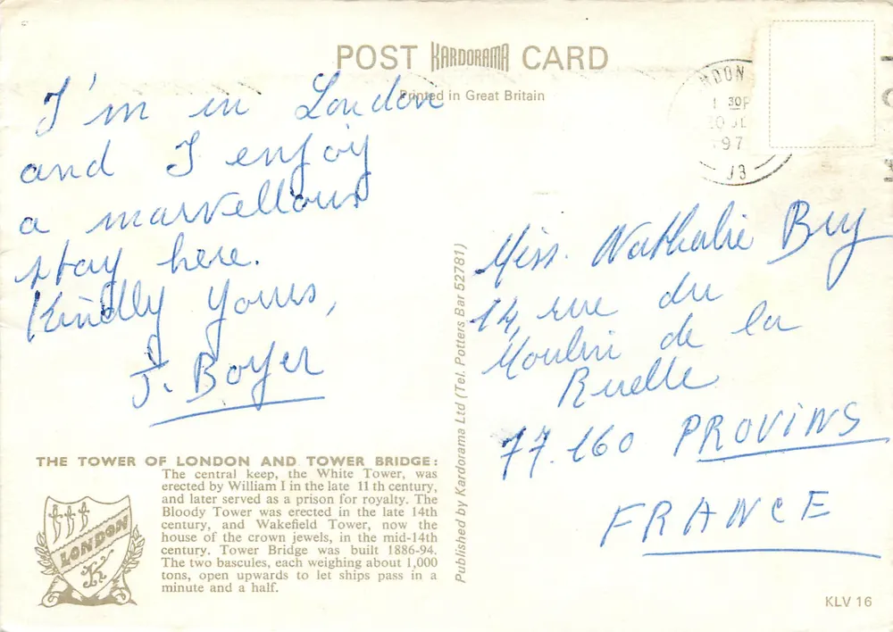 La Tour de Londres et Tower Bridge — Kardorama Ltd. n° 52781 - Verso