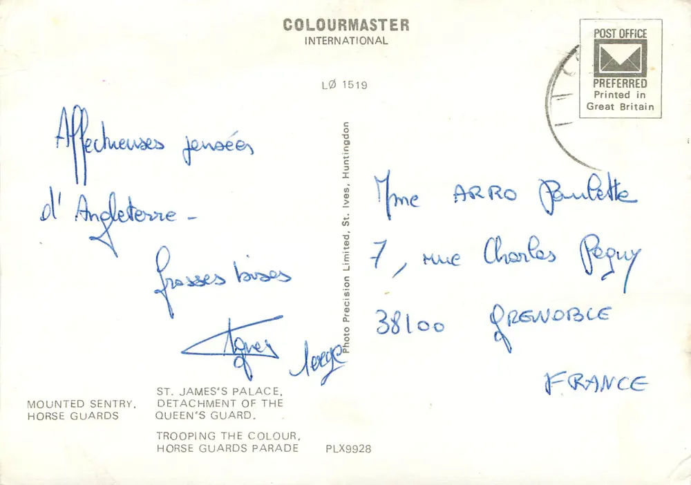 Londres — Montée de la Garde — editor COLOURMASTER INTERNATIONAL, n° PLX9928 - Verso