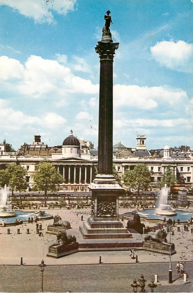 Coluna de Nelson, Square de Trafalgar — Londres — The Photographic Greeting Card Co. Ltd. — série Natural Colour Series - Frente